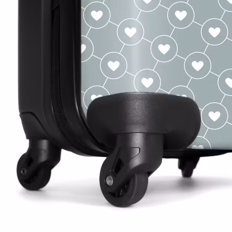 Suitcase - Gray-green background with white hearts — 6