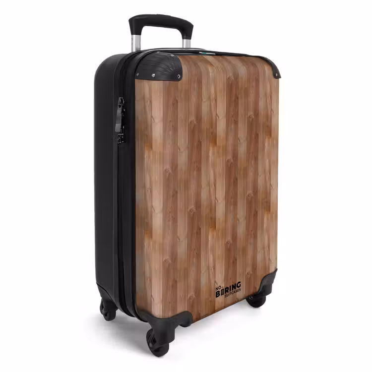 Suitcase - Red brown with wood texture — 4