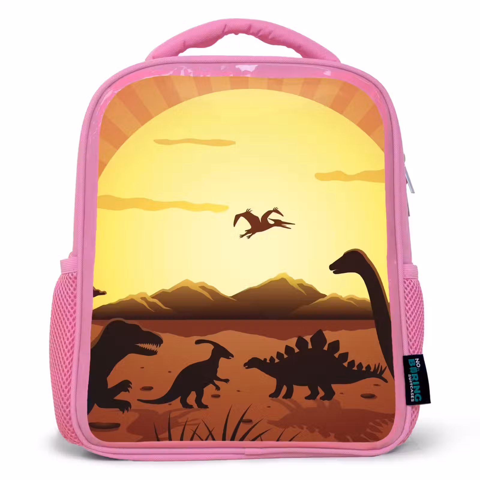 Kids backpack - Pink - Dino - Sun - Nature - Drawing - Kids - Boys — 1