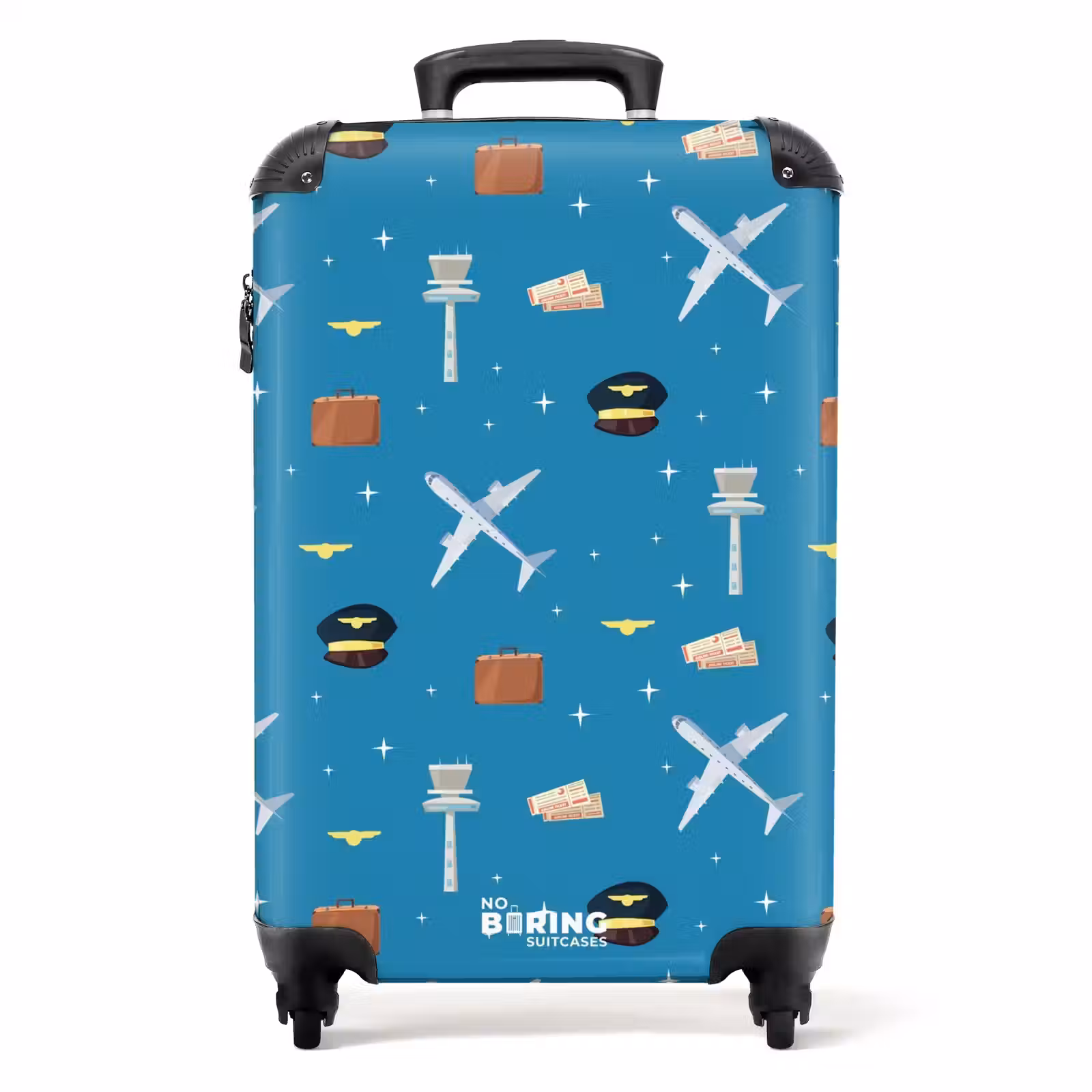 Suitcase - Aviation theme with airplanes on blue background — 1