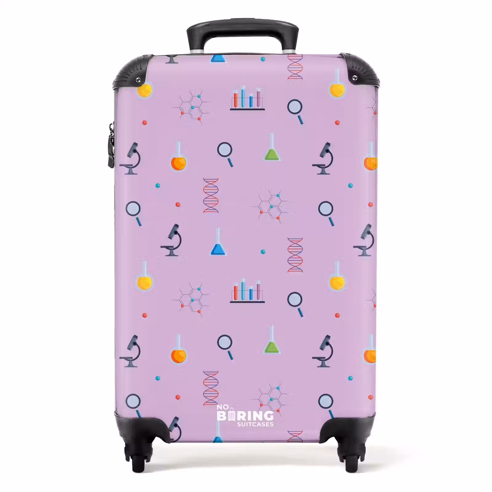 Suitcase - Laboratory and science pattern on purple background — 1
