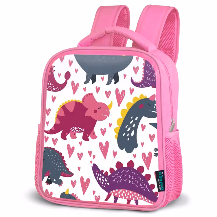 Kids backpack - Pink - Dino - Heart - Patterns - Pink - Girls - Dinosaur — 4