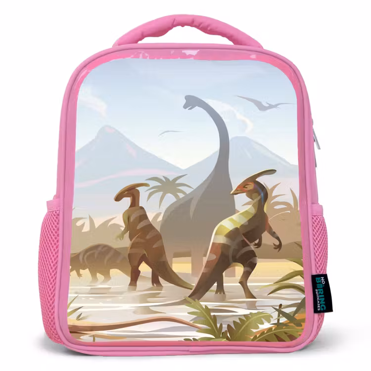 Kids backpack - Pink - Dinosaur - Landscape - Tropical - Kids - Boys — 1