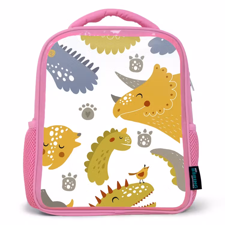 Kids backpack - Pink - Dinosaur - Patterns - Boys - Dino - Kids — 1