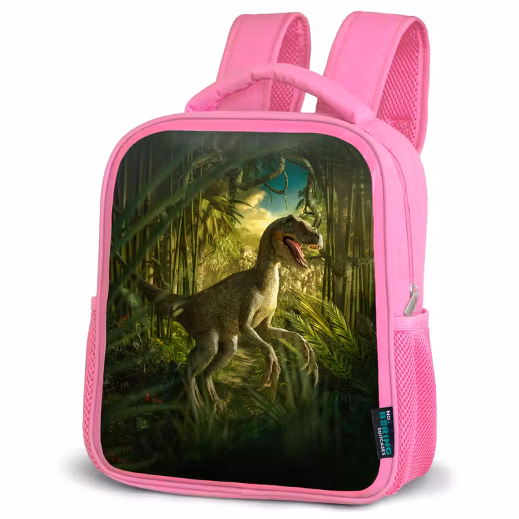 Kids backpack - Pink - Dinosaur - Plants - Green - Illustration - Kids - Boys — 4