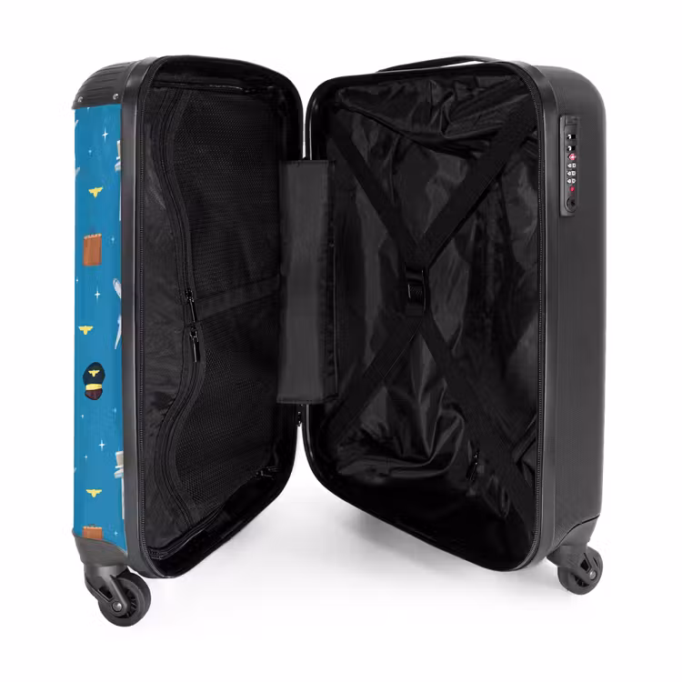 Suitcase - Aviation theme with airplanes on blue background — 5