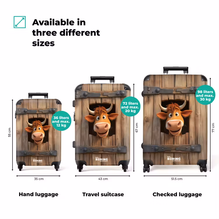 Suitcase - Brown bull pokes head through wooden door — 3