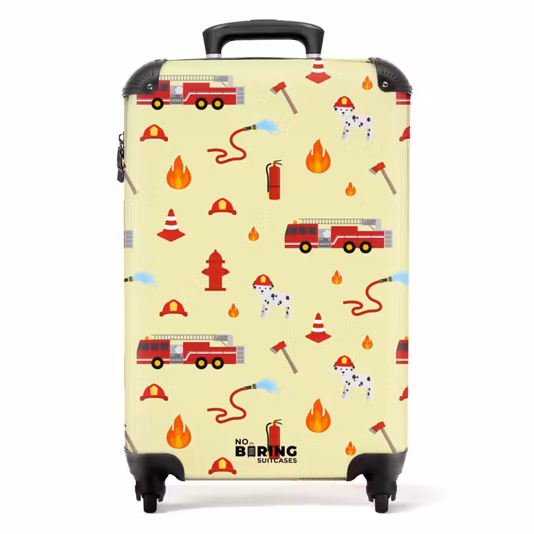 Suitcase - Fire department pattern with vehicles and flames — 1