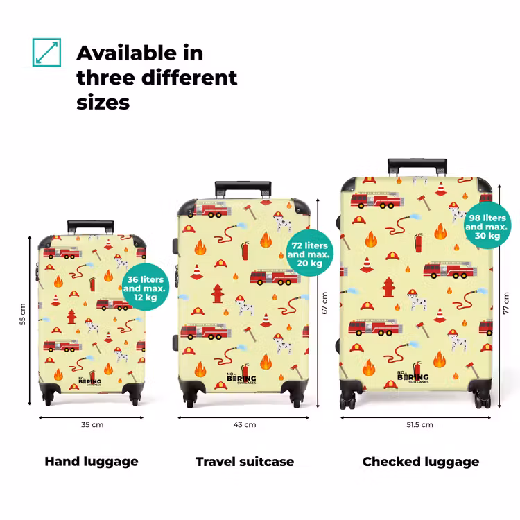 Suitcase - Fire department pattern with vehicles and flames — 3