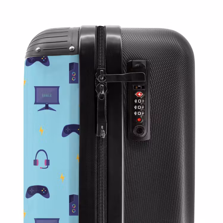 Suitcase - Gamer pattern with gaming accessories on blue — 6
