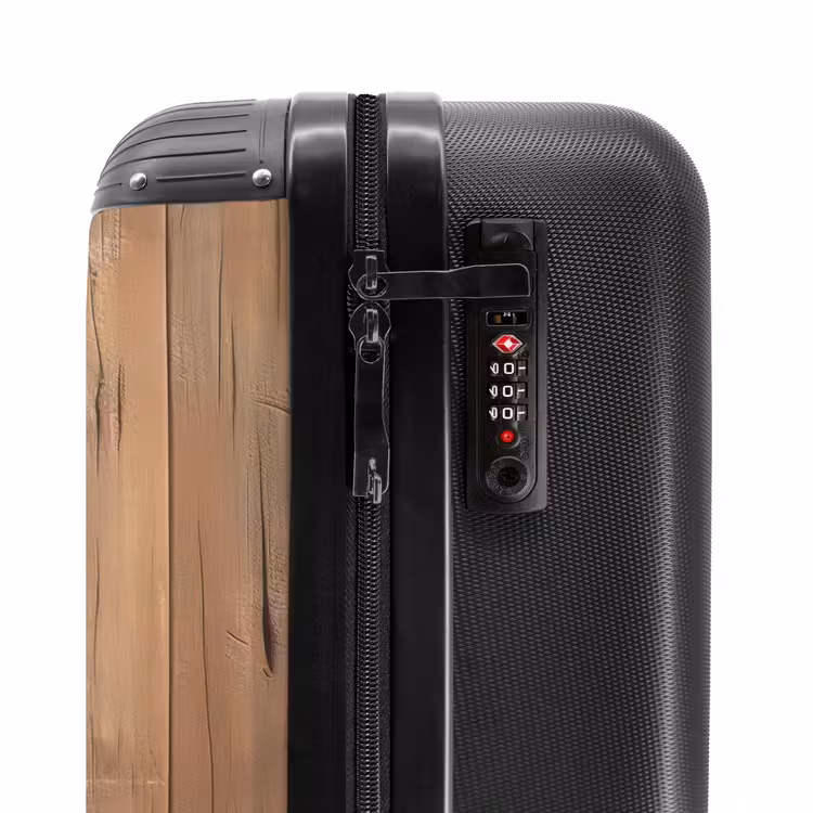 Suitcase - Happy dog looks through broken wooden fence — 6