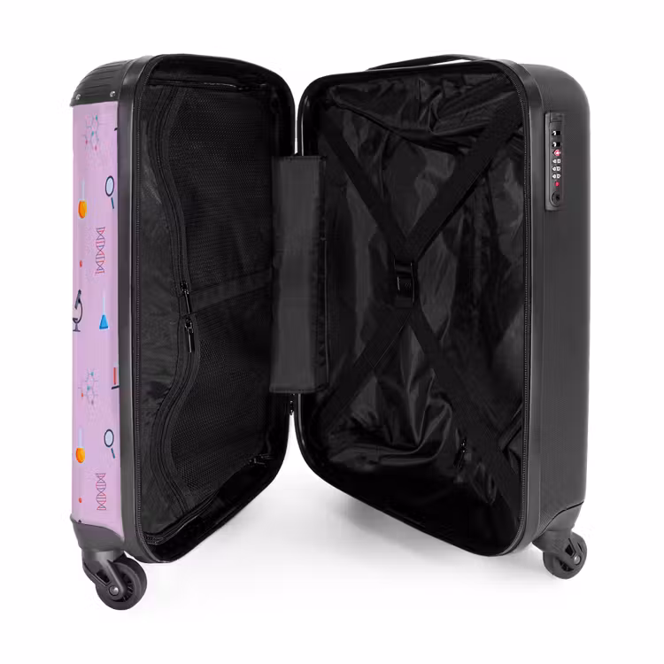Suitcase - Laboratory and science pattern on purple background — 5