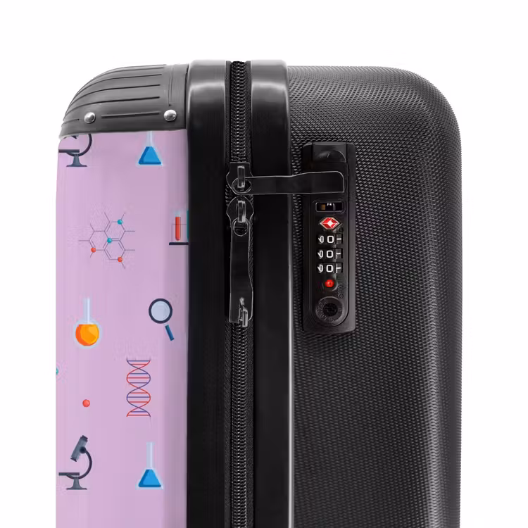Suitcase - Laboratory and science pattern on purple background — 6