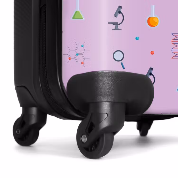 Suitcase - Laboratory and science pattern on purple background — 7