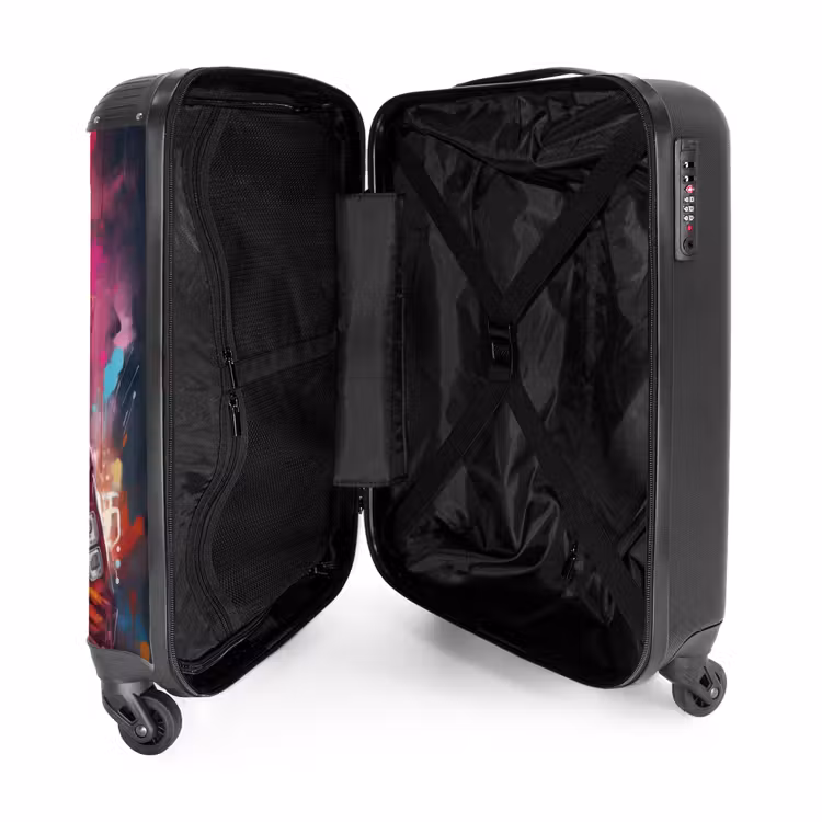 Suitcase - Panda with Orange Jacket and Paint Splatters — 3