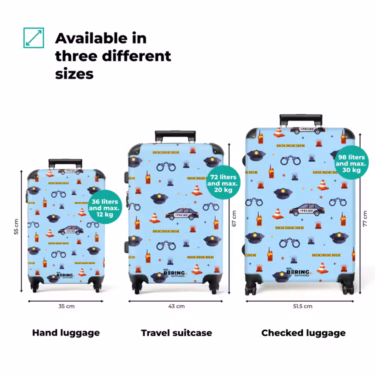 Suitcase - Police and security pattern on light blue — 3