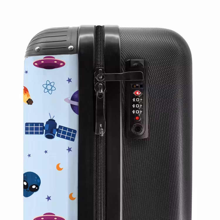 Suitcase - Space and alien pattern on light blue — 6
