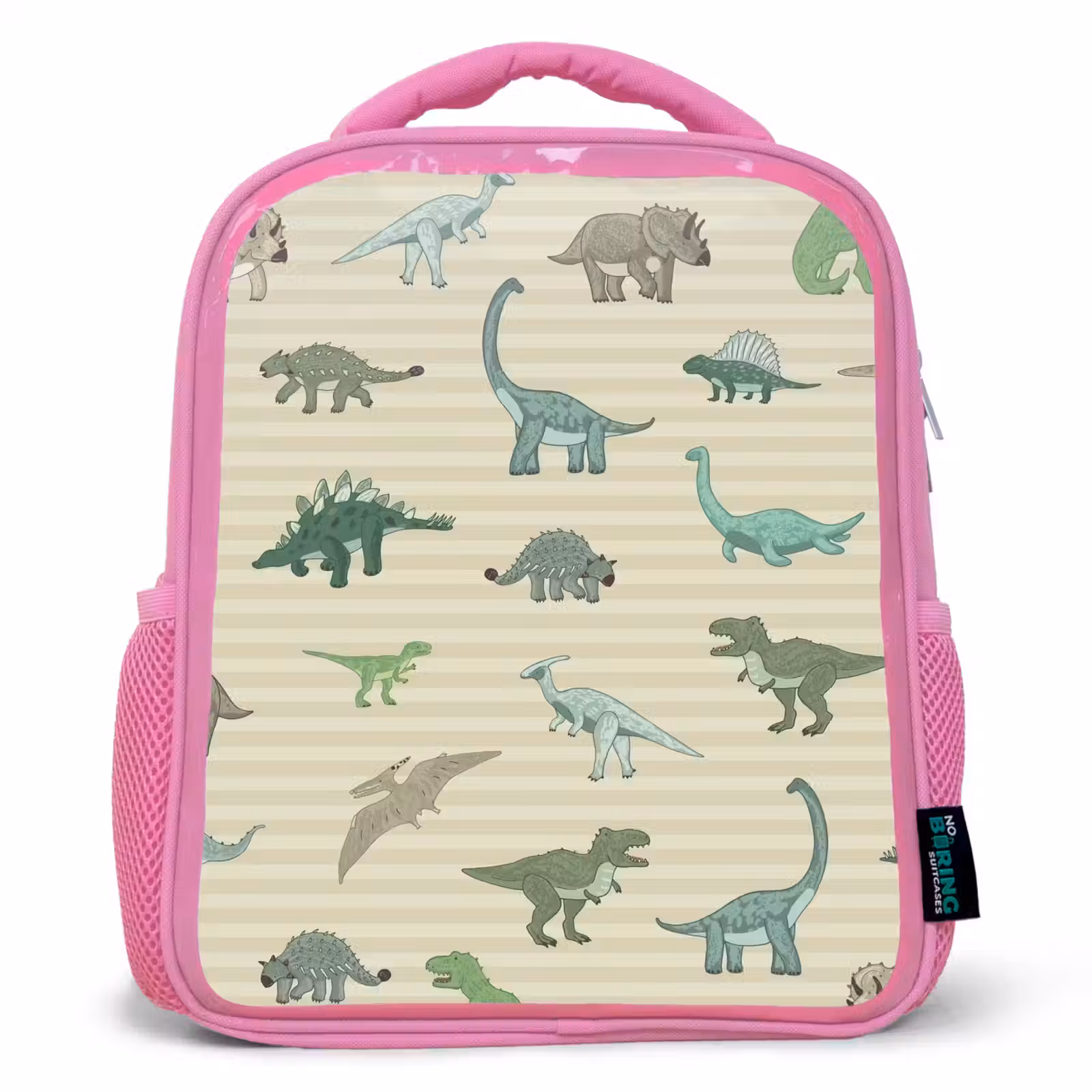 Kids backpack - Pink - Dino - Pattern - Stripes - Green — 1