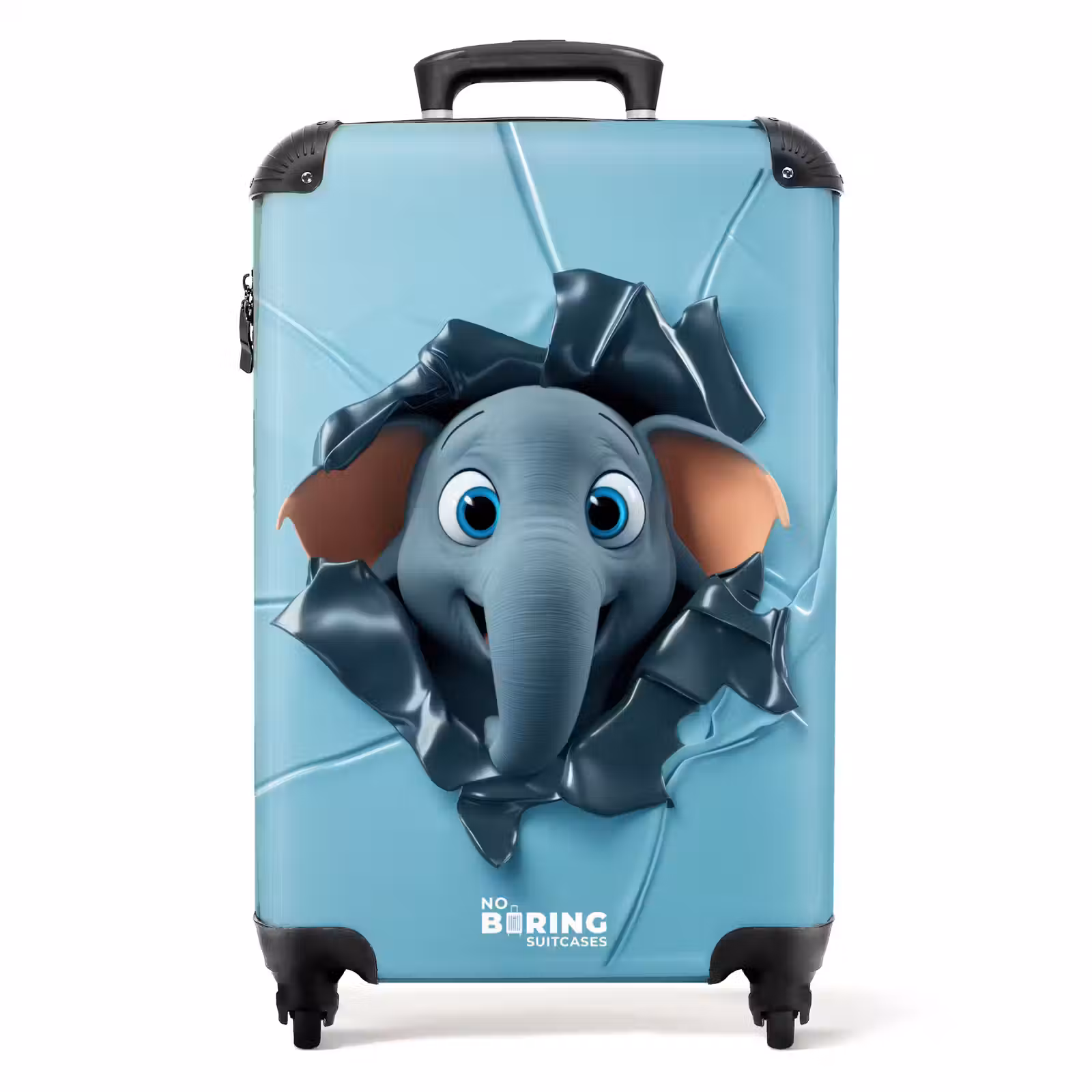 Suitcase - Happy elephant looks through torn background — 1