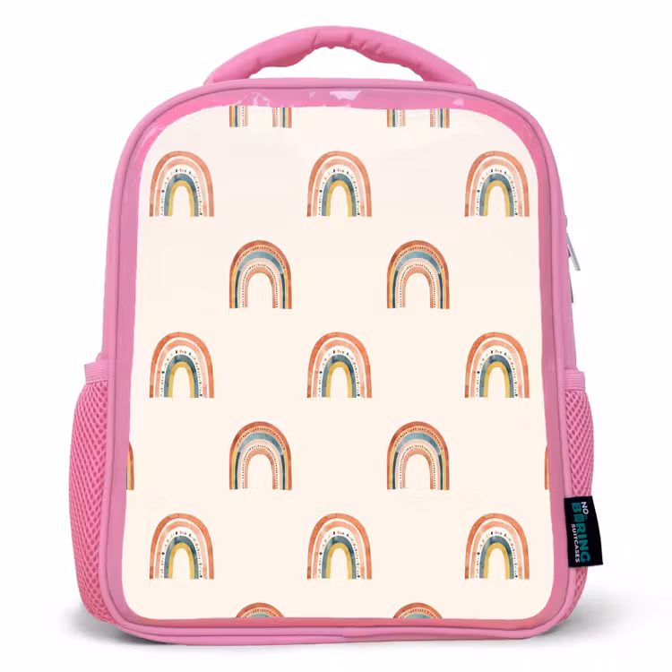 Kids backpack - Pink - Boho - Rainbow - Pattern — 1
