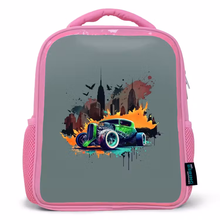 Kids backpack - Pink - Car in ghost town — 1