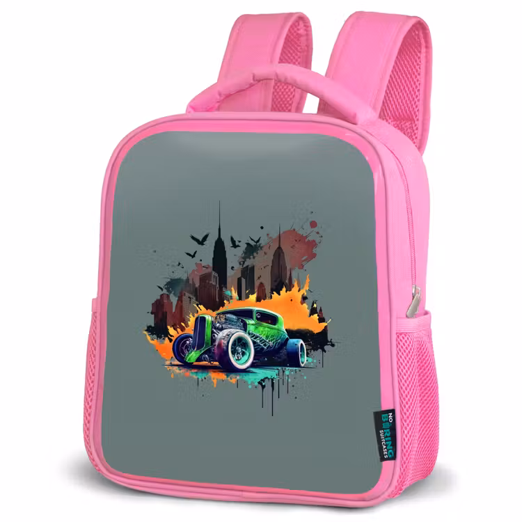 Kids backpack - Pink - Car in ghost town — 4