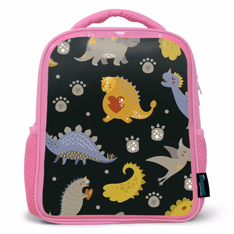 Kids backpack - Pink - Dino - Kids - Patterns - Boys - Girls - Dinosaur — 1