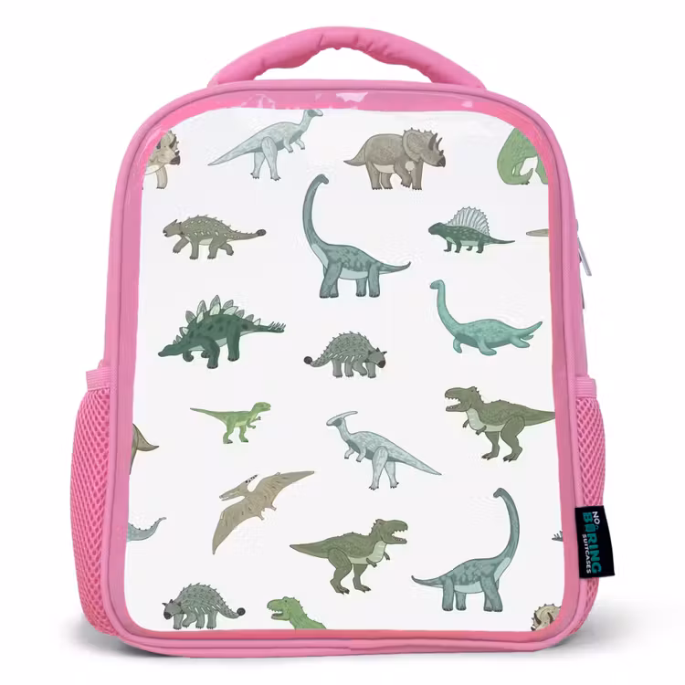 Kids backpack - Pink - Dino - Pattern - Green — 1