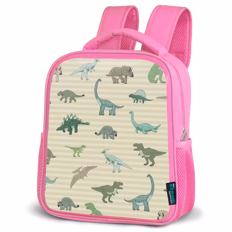 Kids backpack - Pink - Dino - Pattern - Stripes - Green — 4