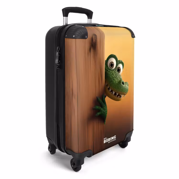 Suitcase - Big-eyed crocodile behind wooden wall — 2