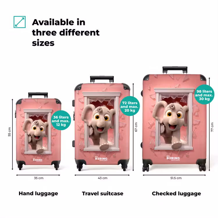 Suitcase - Elephant breaks through pink glass window — 3
