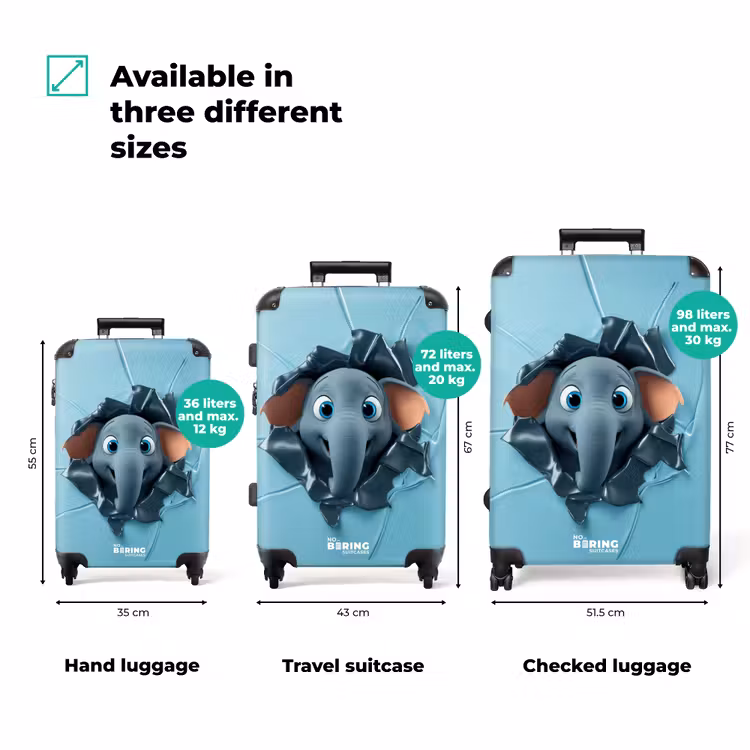 Suitcase - Happy elephant looks through torn background — 3