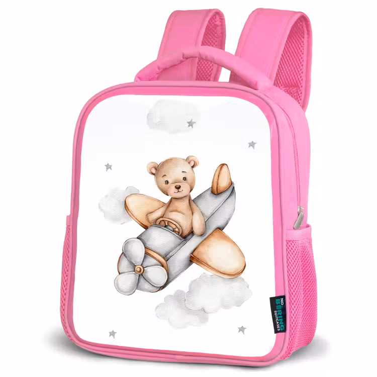 Kids backpack - Pink - Bear - Airplane - Stars - Children — 4