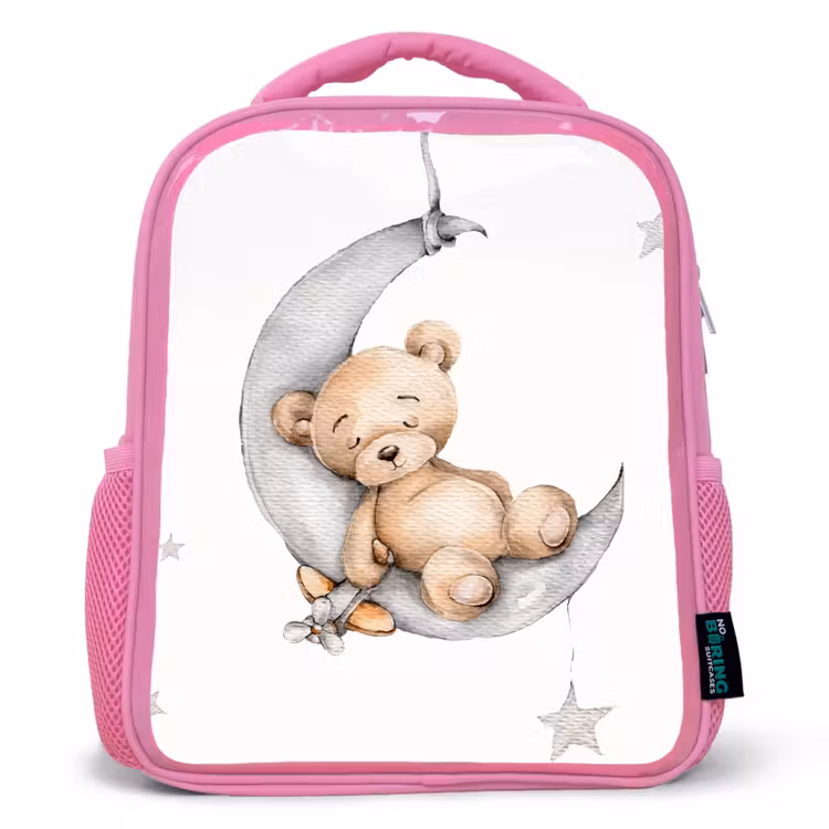 Kids backpack - Pink - Bear - Moon - Stars - Children — 1