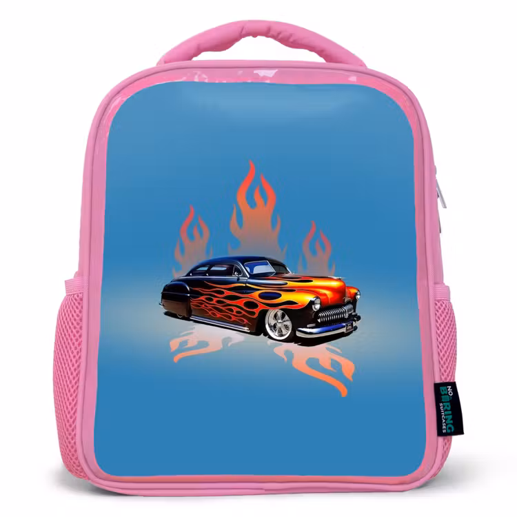 Kids backpack - Pink - Hotrod flames — 1