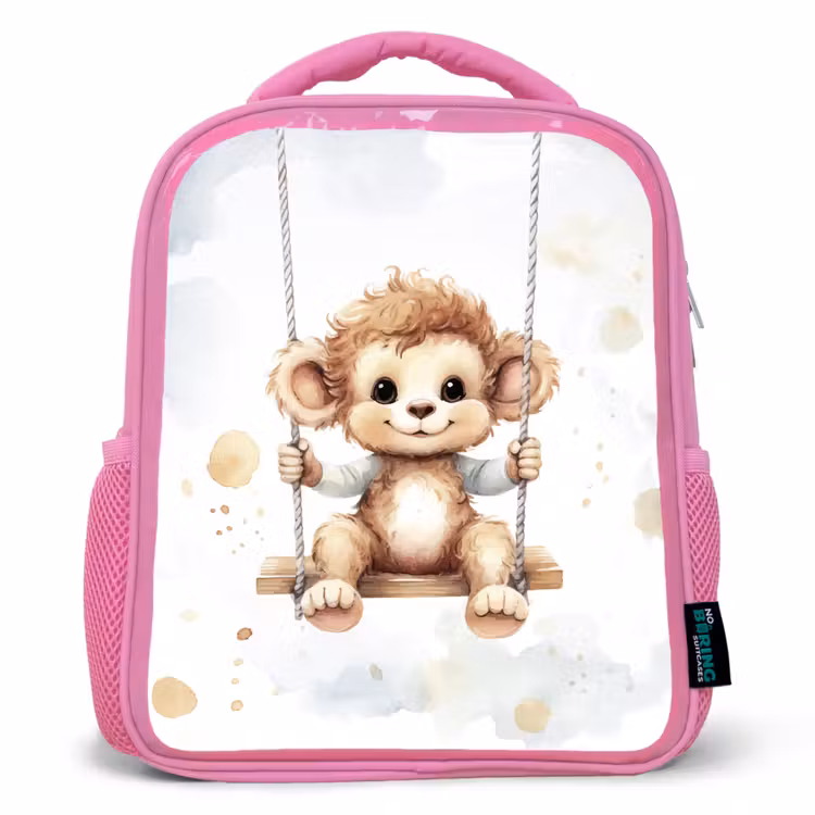 Kids backpack - Pink - Monkey - Animal - Children — 1