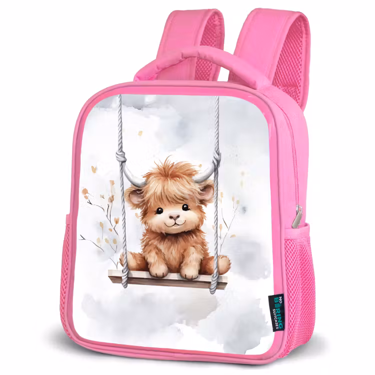 Kids backpack - Pink - Scottish highlander - Animal - Children — 4
