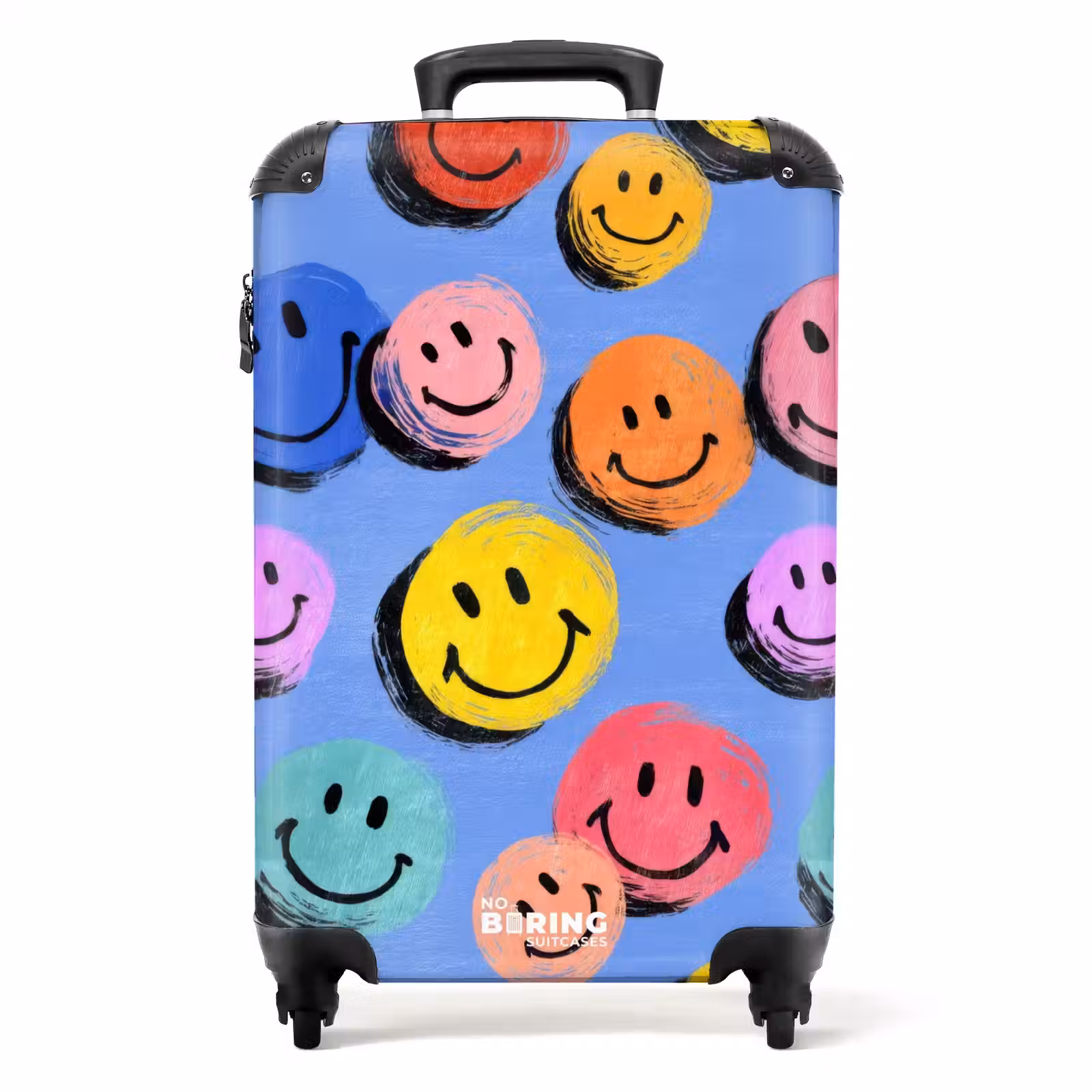Suitcase - Colorful smiley faces on a blue background — 1