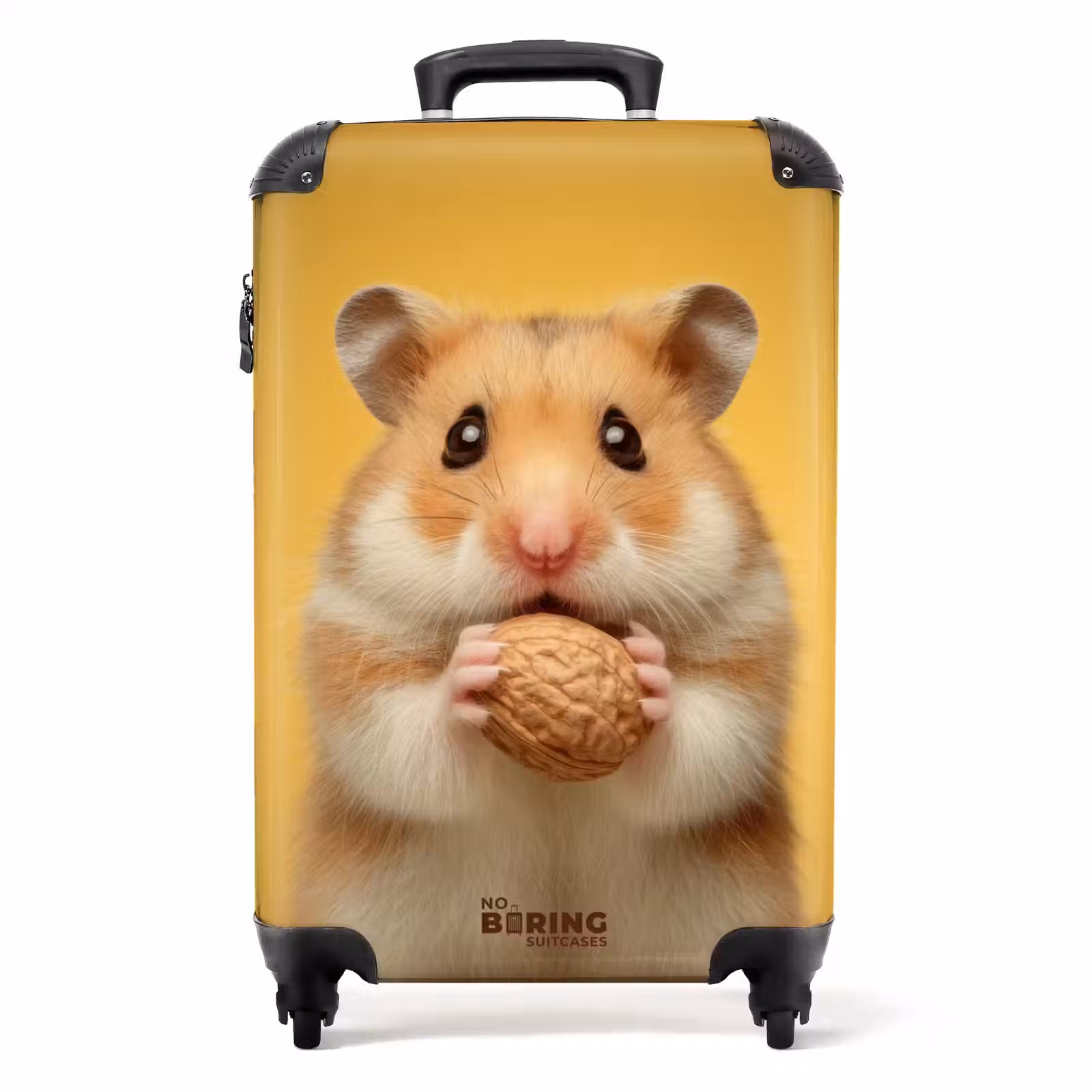 Suitcase - Hamster with a nut on a yellow background — 1