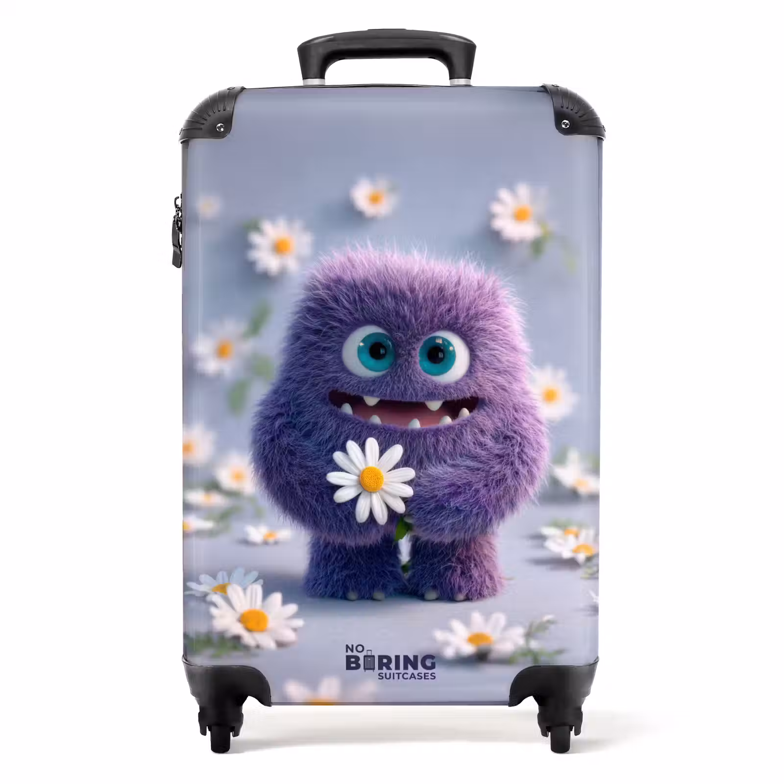 Suitcase - purple monster with daisies — 1