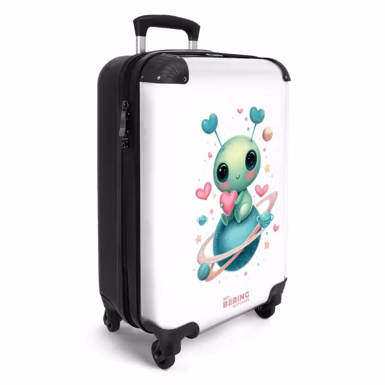 Suitcase - Alien holding a heart on a planet — 2