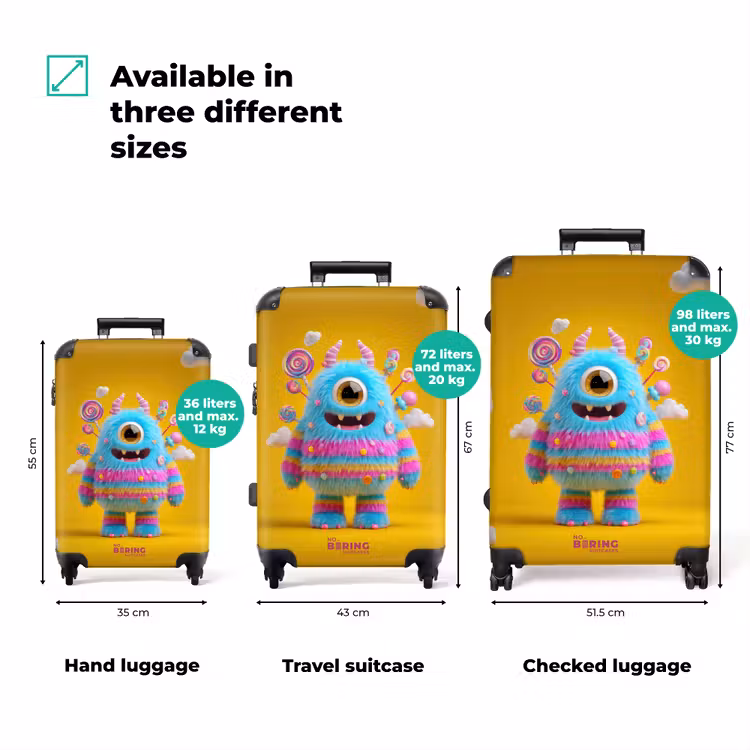 Suitcase - Candy monster on a yellow background — 3