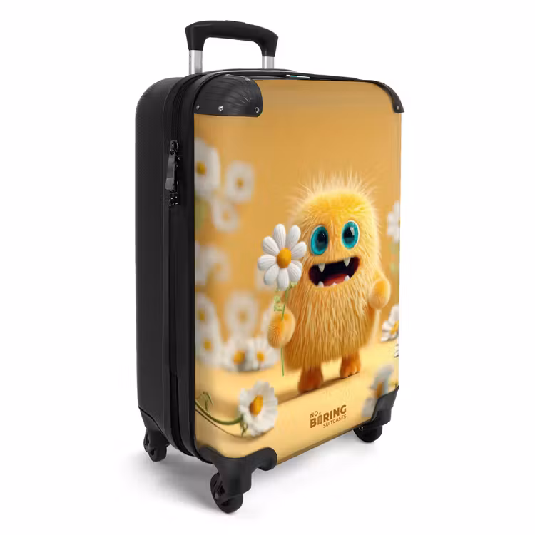 Suitcase - Cheerful fluffy monster with flower — 2