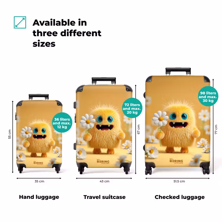 Suitcase - Cheerful fluffy monster with flower — 3