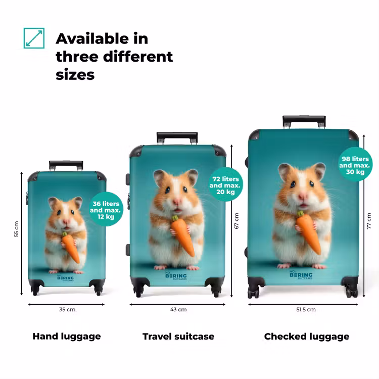 Suitcase - Hamster with a carrot on a blue background — 3