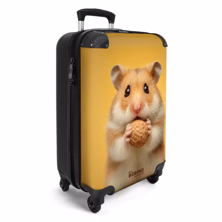 Suitcase - Hamster with a nut on a yellow background — 2
