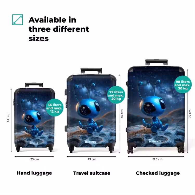 Suitcase - Little blue alien looking at the galaxy — 3