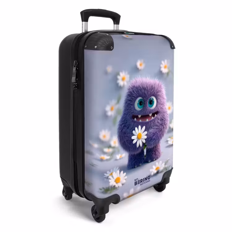 Suitcase - purple monster with daisies — 2