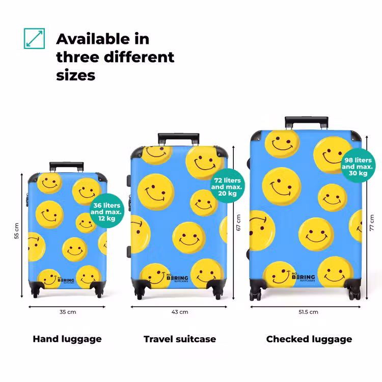 Suitcase - Smiley faces on a blue background — 3