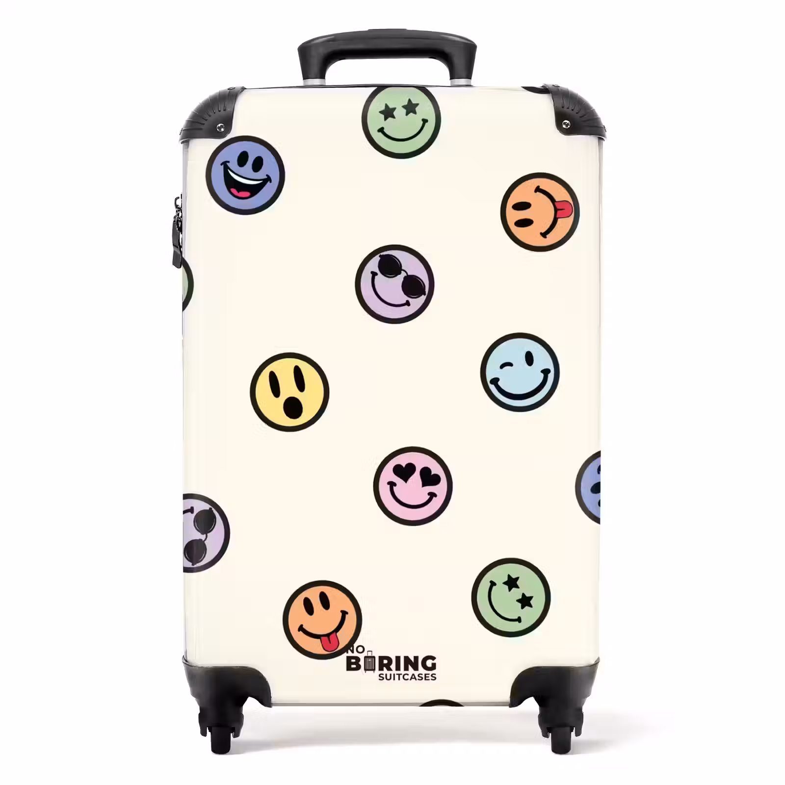 Suitcase - Different smiley faces on a beige background — 1
